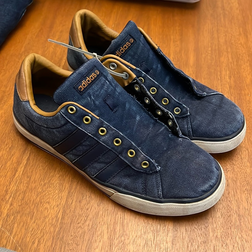 Adidas Navy and Tan Sneakers